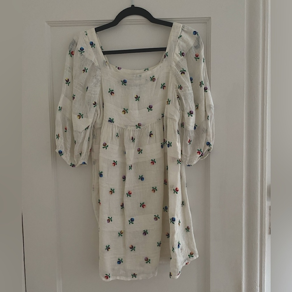 White floral embroidered dress